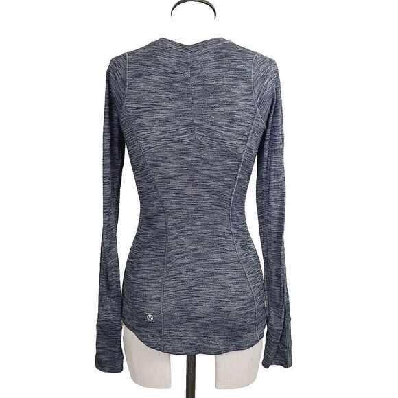 Lululemon Gray‎ Space Dye Top 6 Stretch Knit Lightweight Thumb Holes Pullover - Picture 1 of 8